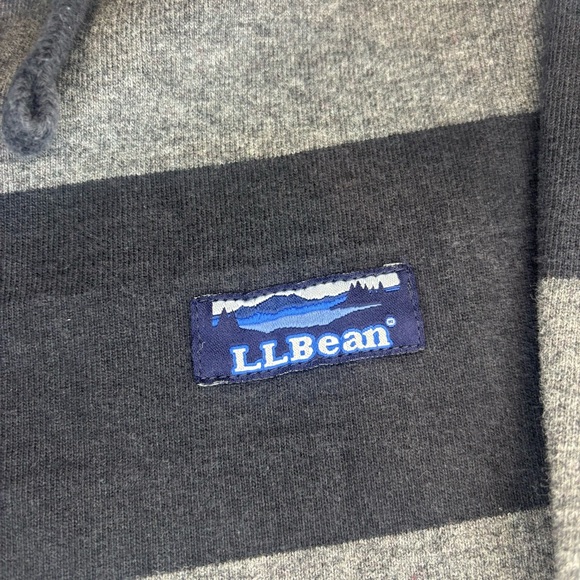 L.L. BEAN Men’s Long Sleeved Hooded‎ Black & Grey Striped Shirt w/ Buttons Large - Picture 11 of 11